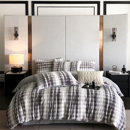 佳汐蓝家纺 2024秋冬新品—牛奶绒印花格调系列 格调 灰（暗合）