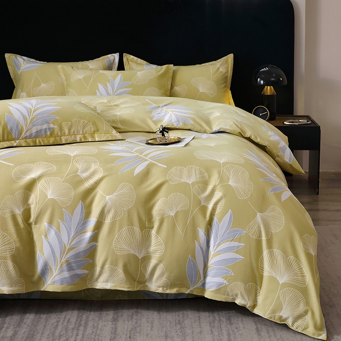 91家纺网 家纺一手货源 找家纺 贝兰仙奴 2024新款亲肤舒适全棉磨毛多规格系列四件套 迷迭香黄