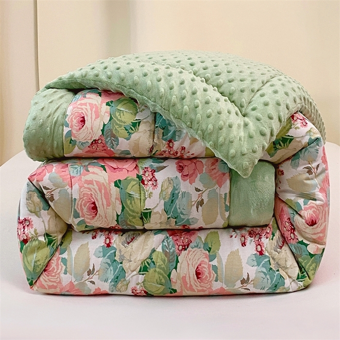 91家纺网 家纺一手货源 找家纺 云家 2024新款A类全棉豆豆绒被子被芯纯棉豆豆被冬被大豆被 浪漫花舞