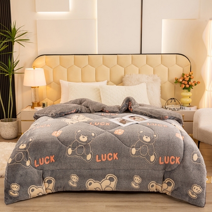 2025新款直播雪花绒冬被法莱绒羊羔绒牛奶绒被子被芯 luck熊