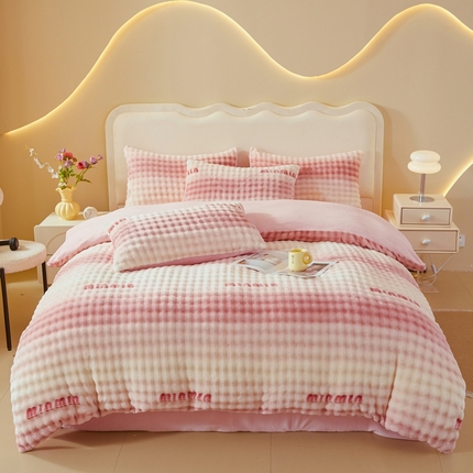 91家纺网 家纺一手货源 找家纺 巧格家纺 2025新款A类加厚泡泡牛奶绒印花工艺立体泡泡四件套（买家秀联系商家） 云纹五星