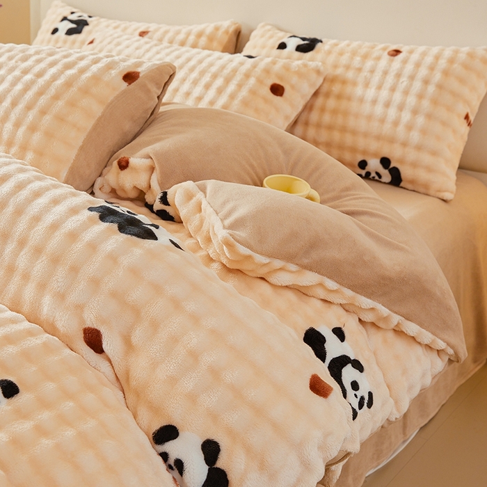 91家纺网 家纺一手货源 找家纺 巧格家纺 2025新款A类加厚泡泡牛奶绒印花工艺立体泡泡四件套（买家秀联系商家） 梦里繁花