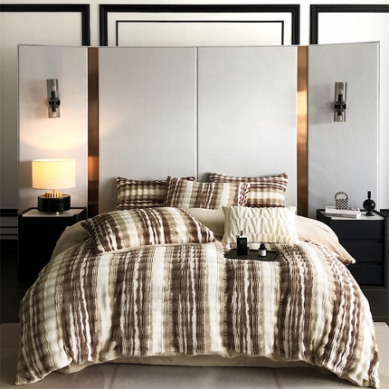 佳汐蓝家纺 2024秋冬新品—牛奶绒印花格调系列 格调 驼（暗合）