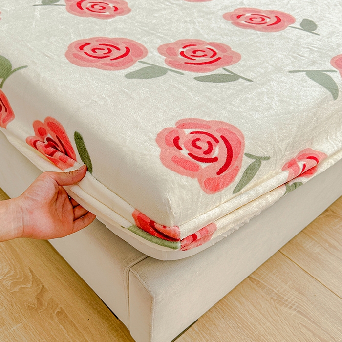 91家纺网 家纺一手货源 找家纺 卡普二店 2024新款牛奶绒印花单床笠 柔伊