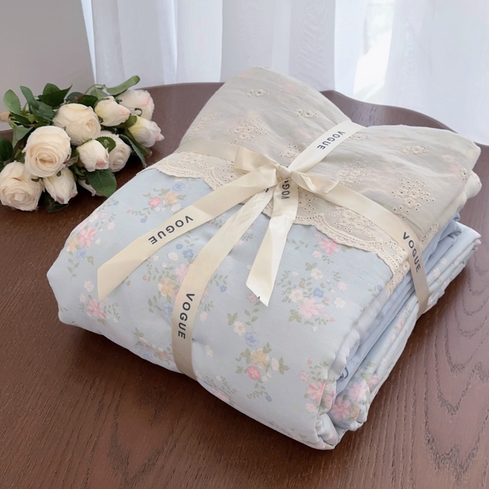 91家纺网 家纺一手货源 找家纺 （总）黛馨 2025新款全棉双层纱贴边款四件套