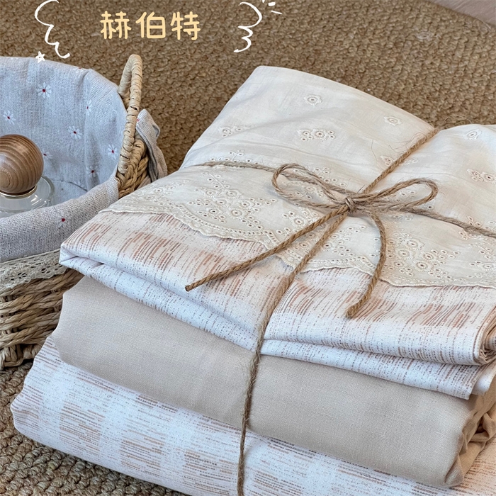 91家纺网 家纺一手货源 找家纺 2024新款全棉印花双层纱四件套--蕾丝花边款 赫伯特