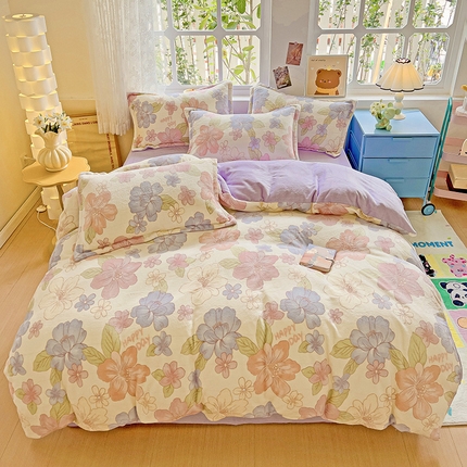 91家纺网 家纺一手货源 找家纺 （总）卡普二店 2025新款牛奶绒印花四件套