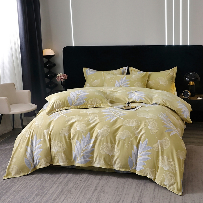 91家纺网 家纺一手货源 找家纺 贝兰仙奴 2024新款亲肤舒适全棉磨毛多规格系列四件套 迷迭香黄