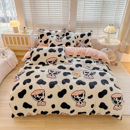 91家纺网 家纺一手货源 找家纺 （总）卡普二店 2025新款牛奶绒印花四件套