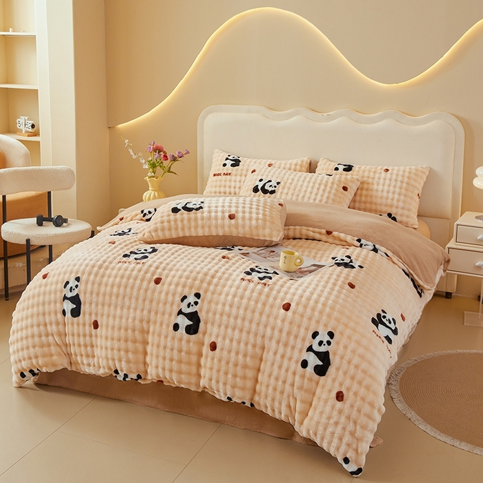 91家纺网 家纺一手货源 找家纺 巧格家纺 2025新款A类加厚泡泡牛奶绒印花工艺立体泡泡四件套（买家秀联系商家） 梦里繁花