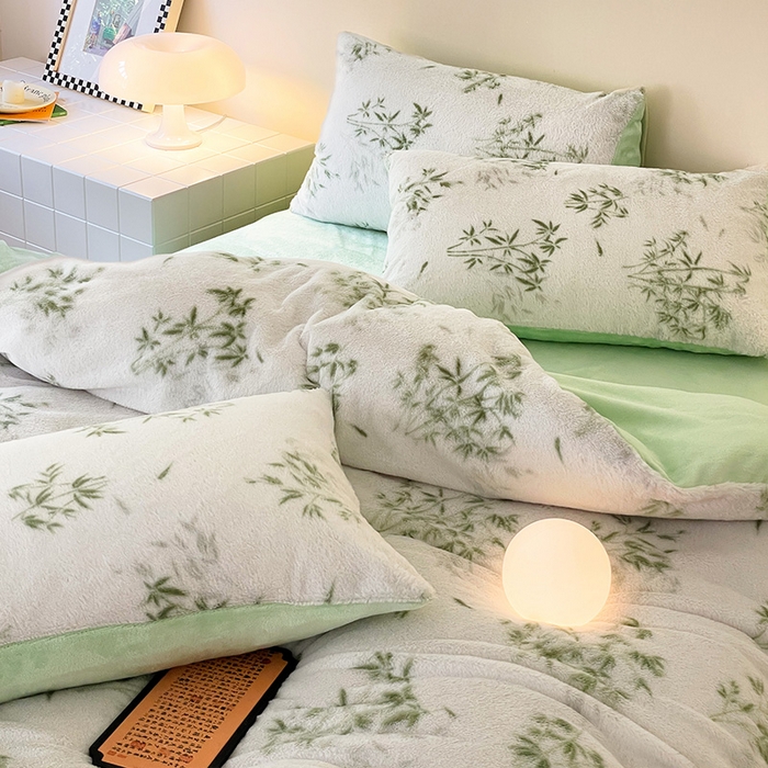 91家纺网 家纺一手货源 找家纺 安哆啦家纺 2024新款ins风高克重兔毛绒四件套 品竹