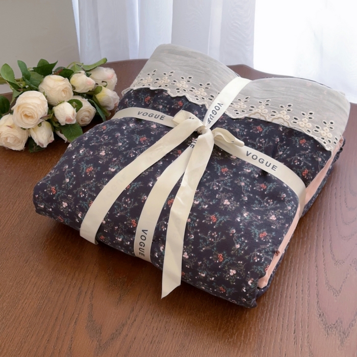 91家纺网 家纺一手货源 找家纺 黛馨 2025新款全棉双层纱贴边款四件套 藤野-三边款