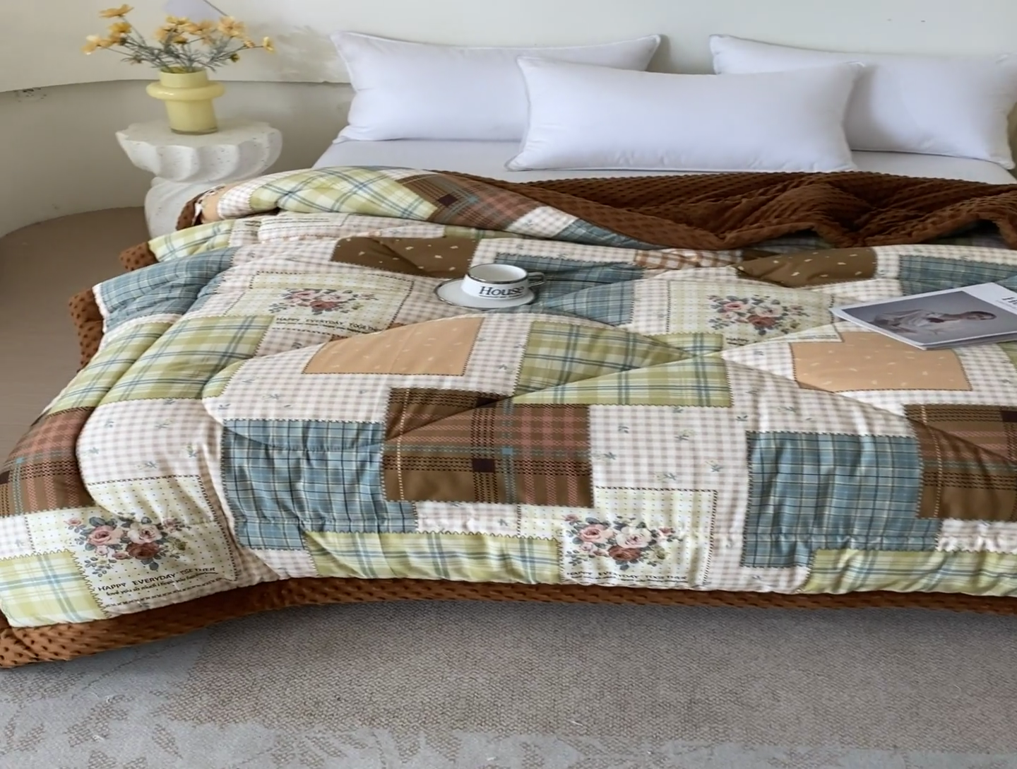 91家纺网 家纺一手货源 找家纺 云家 2024新款A类全棉豆豆绒被子被芯纯棉豆豆被冬被大豆被 百福相伴