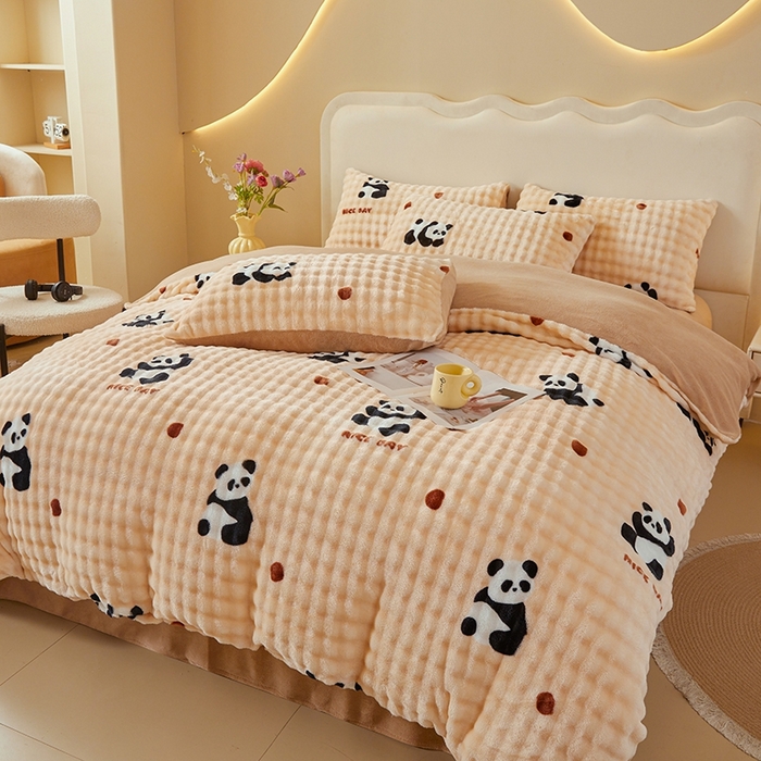 91家纺网 家纺一手货源 找家纺 巧格家纺 2025新款A类加厚泡泡牛奶绒印花工艺立体泡泡四件套（买家秀联系商家） 梦里繁花