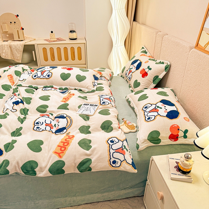 91家纺网 家纺一手货源 找家纺 卡普二店 2024新款牛奶绒印花单被套 快乐布鲁