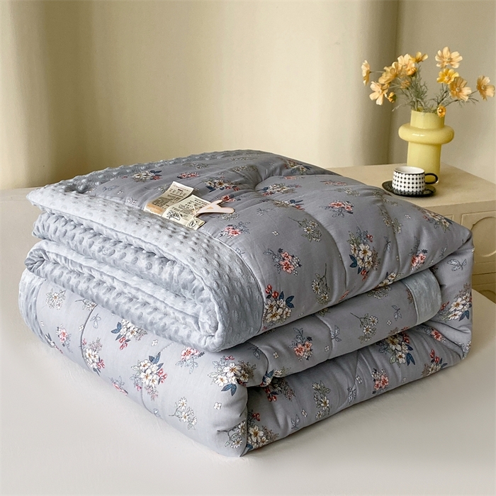 91家纺网 家纺一手货源 找家纺 云家 2024新款A类全棉豆豆绒被子被芯纯棉豆豆被冬被大豆被 桔梗花