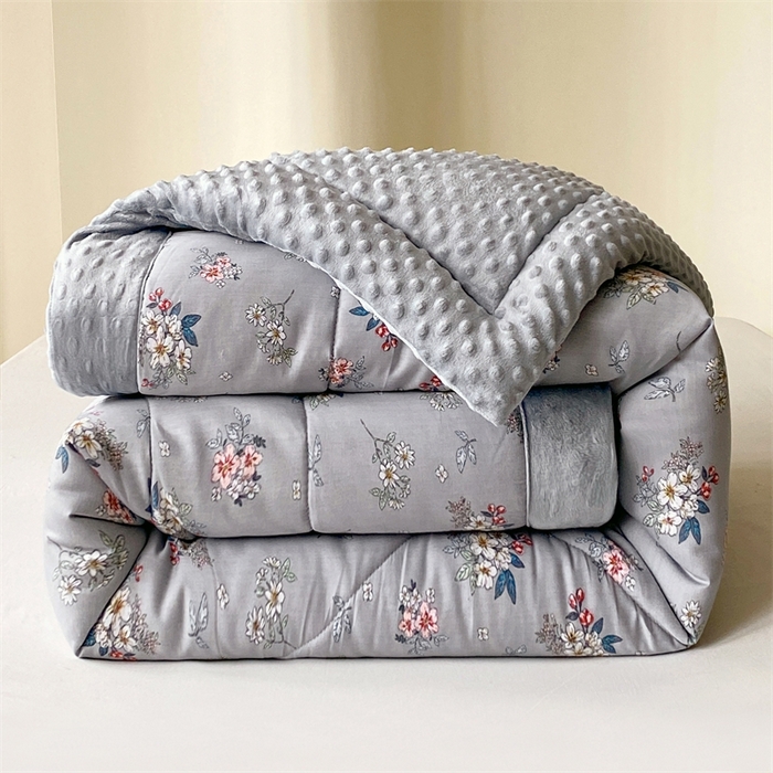 91家纺网 家纺一手货源 找家纺 云家 2024新款A类全棉豆豆绒被子被芯纯棉豆豆被冬被大豆被 桔梗花