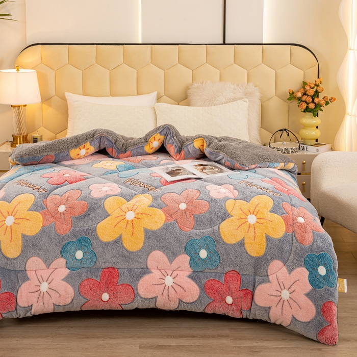 91家纺网 家纺一手货源 找家纺 2025新款直播雪花绒冬被法莱绒羊羔绒牛奶绒被子被芯 复古大花