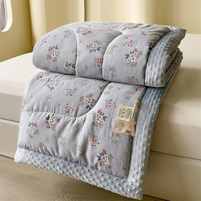 91家纺网 家纺一手货源 找家纺 云家 2024新款A类全棉豆豆绒被子被芯纯棉豆豆被冬被大豆被 桔梗花