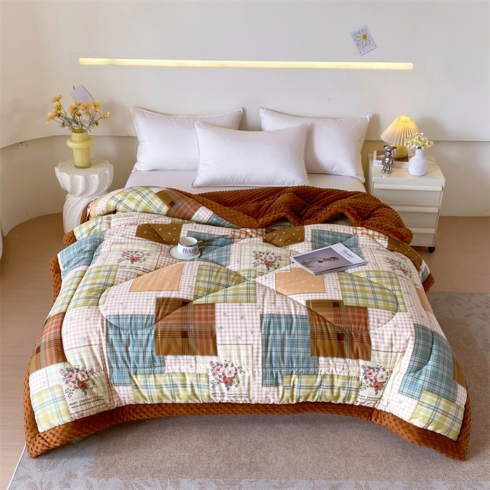 91家纺网 家纺一手货源 找家纺 云家 2024新款A类全棉豆豆绒被子被芯纯棉豆豆被冬被大豆被 百福相伴