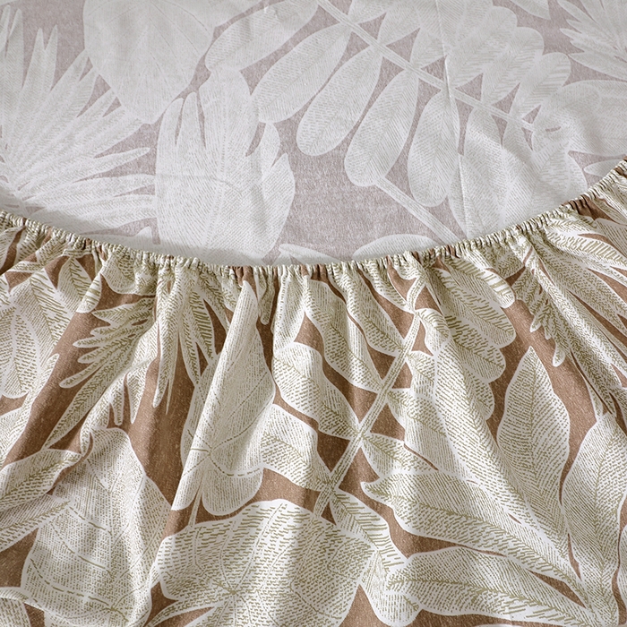 91家纺网 家纺一手货源 找家纺 贝兰仙奴 2024新款亲肤舒适全棉磨毛多规格系列单床笠 叶之恋咖