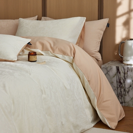 2024新款提花大雁纹糯感全棉磨毛四件套（欧式茛苕纹） 茛苕纹-象牙白