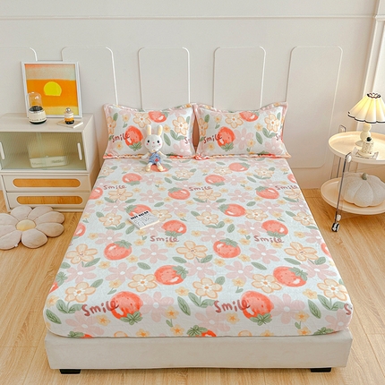 卡普二店 2024新款牛奶绒印花单床笠 卡布林