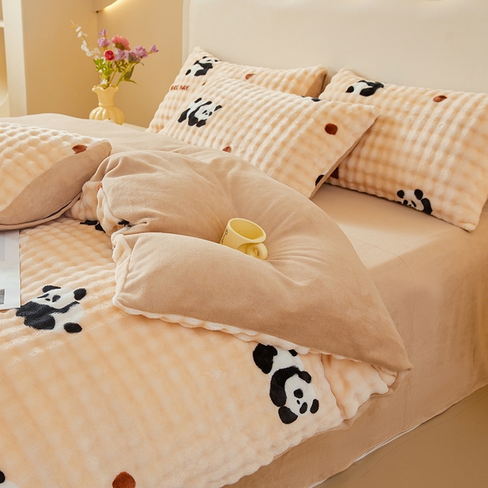 91家纺网 家纺一手货源 找家纺 巧格家纺 2025新款A类加厚泡泡牛奶绒印花工艺立体泡泡四件套（买家秀联系商家） 梦里繁花