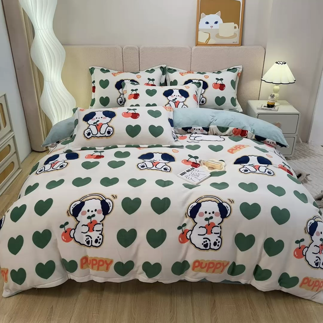 91家纺网 家纺一手货源 找家纺 卡普二店 2024新款牛奶绒印花单被套 快乐布鲁