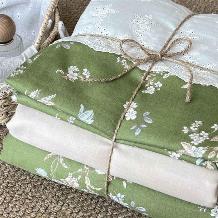 91家纺网 家纺一手货源 找家纺 2024新款全棉印花双层纱四件套--蕾丝花边款 观棠