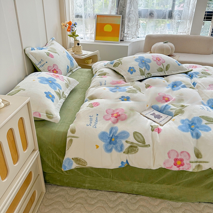 91家纺网 家纺一手货源 找家纺 卡普二店 2024新款牛奶绒印花单被套 蓝色梦想