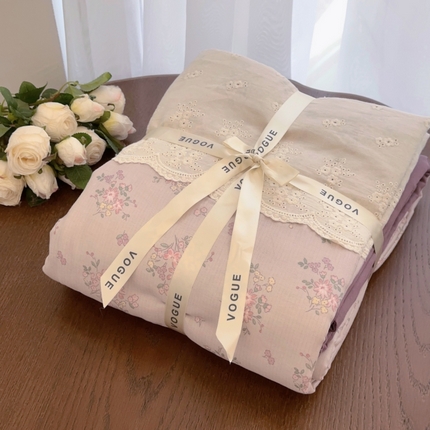 黛馨 2025新款全棉双层纱贴边款四件套 朱丽叶-单边款