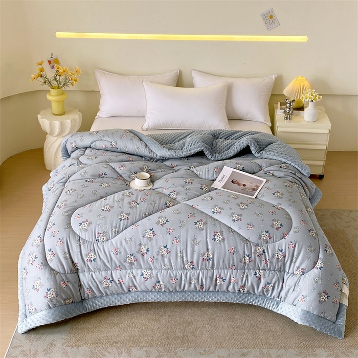 91家纺网 家纺一手货源 找家纺 云家 2024新款A类全棉豆豆绒被子被芯纯棉豆豆被冬被大豆被 桔梗花