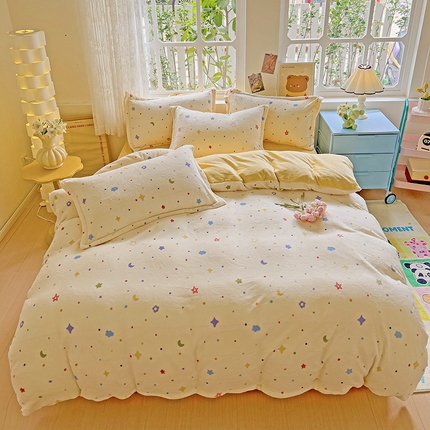 卡普二店 2024新款牛奶绒印花四件套 童话星空