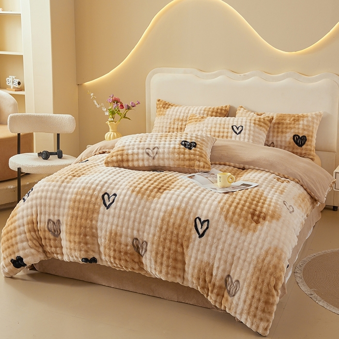 91家纺网 家纺一手货源 找家纺 巧格家纺 2025新款A类加厚泡泡牛奶绒印花工艺立体泡泡四件套（买家秀联系商家） 梦幻星空