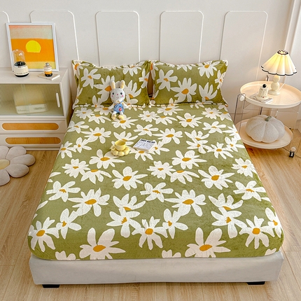 卡普二店 2024新款牛奶绒印花单床笠 花涧