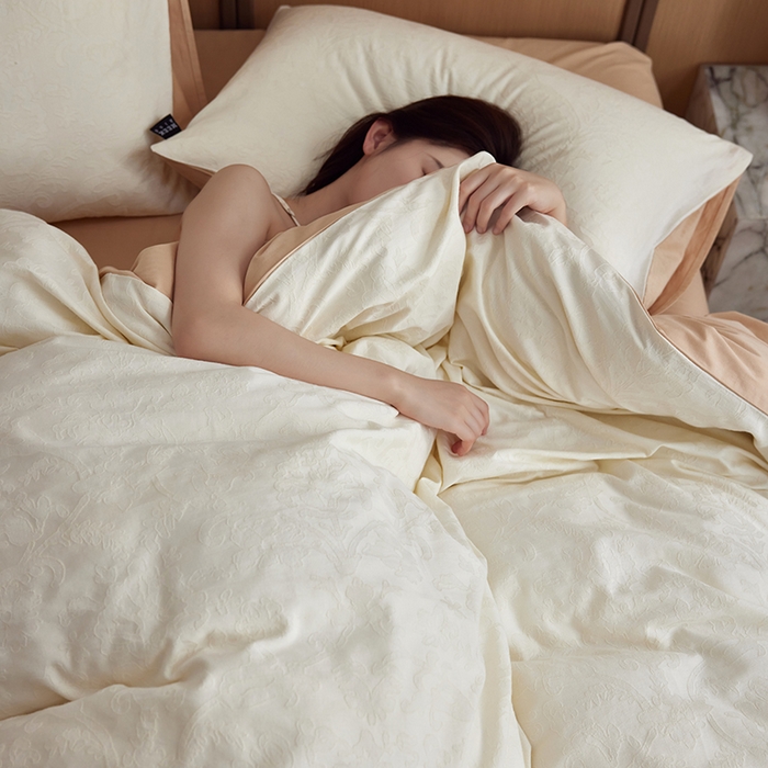 91家纺网 家纺一手货源 找家纺 2024新款提花大雁纹糯感全棉磨毛四件套（欧式茛苕纹） 茛苕纹-象牙白