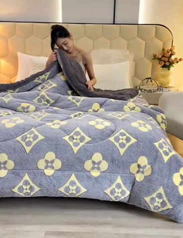 91家纺网 家纺一手货源 找家纺 2025新款直播雪花绒冬被法莱绒羊羔绒牛奶绒被子被芯 时尚格调