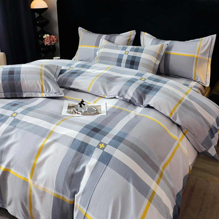 91家纺网 家纺一手货源 找家纺 贝兰仙奴 2024新款亲肤舒适全棉磨毛多规格系列四件套 莫利格-蓝