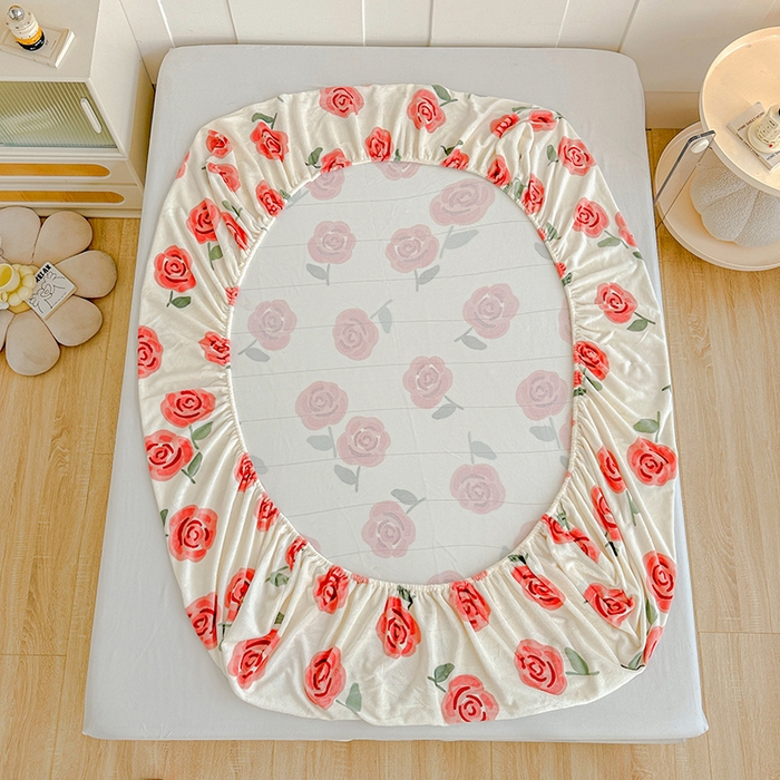 91家纺网 家纺一手货源 找家纺 卡普二店 2024新款牛奶绒印花单床笠 柔伊