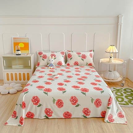 卡普二店 2024新款牛奶绒印花单床单 柔伊