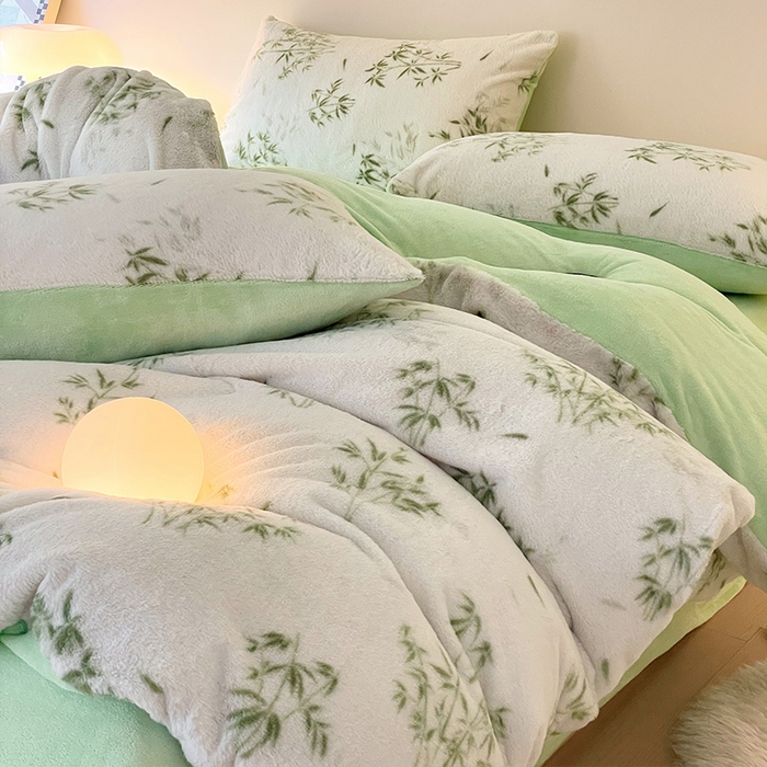 91家纺网 家纺一手货源 找家纺 安哆啦家纺 2024新款ins风高克重兔毛绒四件套 品竹