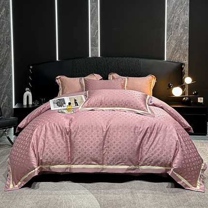 91家纺网 家纺一手货源 找家纺 （总）金纱玉纺家纺 2024新款轻奢双拼角全棉提花四件套（特价）