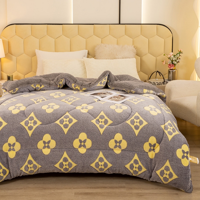 91家纺网 家纺一手货源 找家纺 2025新款直播雪花绒冬被法莱绒羊羔绒牛奶绒被子被芯 时尚格调