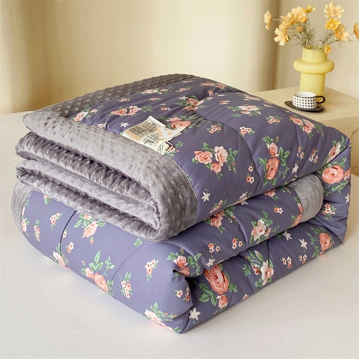 91家纺网 家纺一手货源 找家纺 云家 2024新款A类全棉豆豆绒被子被芯纯棉豆豆被冬被大豆被 浪漫花开