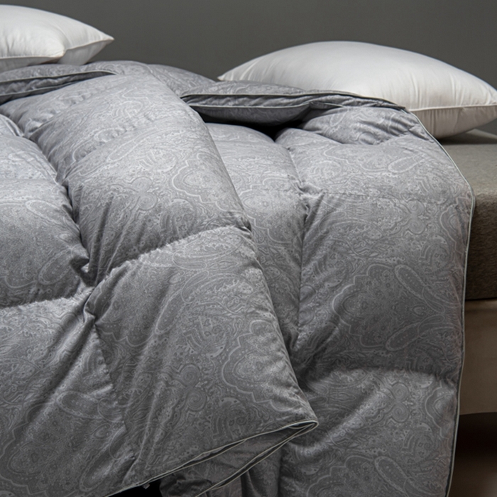 91家纺网 家纺一手货源 找家纺 静若居羽绒被壳 2024新款全棉印花羽绒被爆款羽绒被壳厂家直销 佩里高级灰