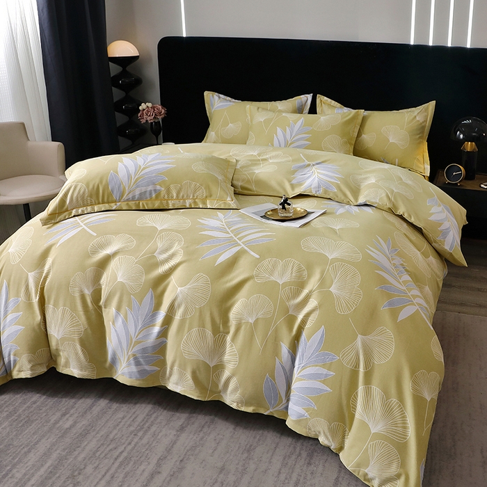 91家纺网 家纺一手货源 找家纺 贝兰仙奴 2024新款亲肤舒适全棉磨毛多规格系列四件套 迷迭香黄