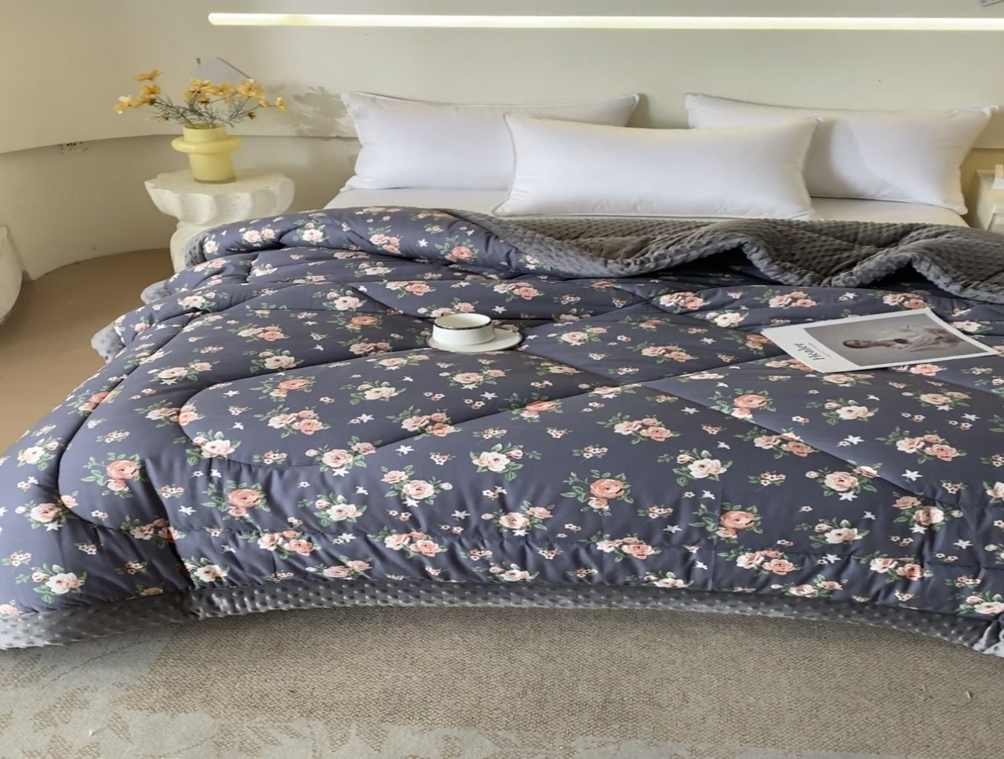 91家纺网 家纺一手货源 找家纺 云家 2024新款A类全棉豆豆绒被子被芯纯棉豆豆被冬被大豆被 浪漫花开