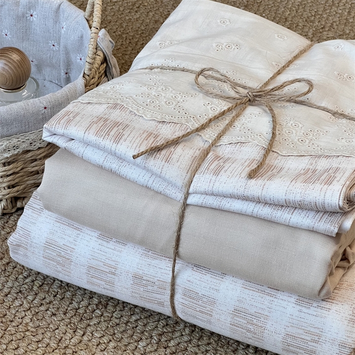 91家纺网 家纺一手货源 找家纺 2024新款全棉印花双层纱四件套--蕾丝花边款 赫伯特