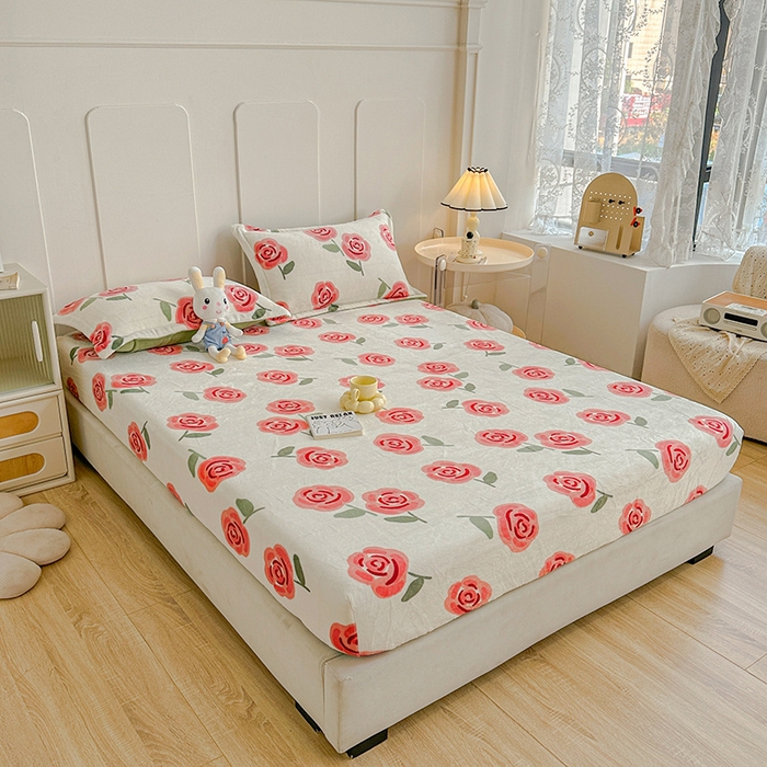 91家纺网 家纺一手货源 找家纺 卡普二店 2024新款牛奶绒印花单床笠 柔伊